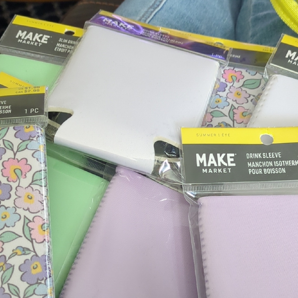 Makers Market Drink Sleeves Set Of 8  - White, Floral, Green and Lavender
